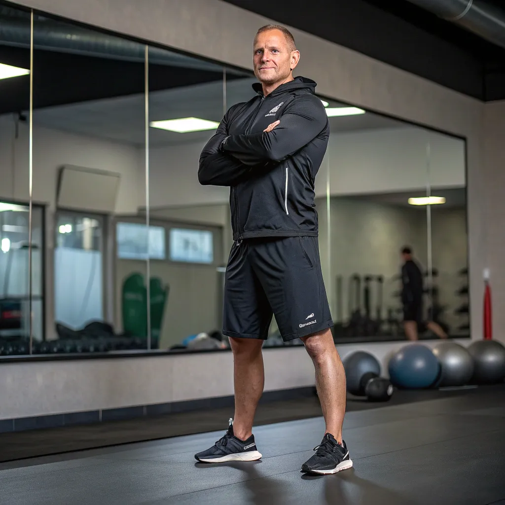 Professional personal fitness coach posing confidently